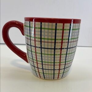 Noble Excellence Red, White, Blue, Green& Pink Plaid Oversized Mug 16 Fl Oz Cup